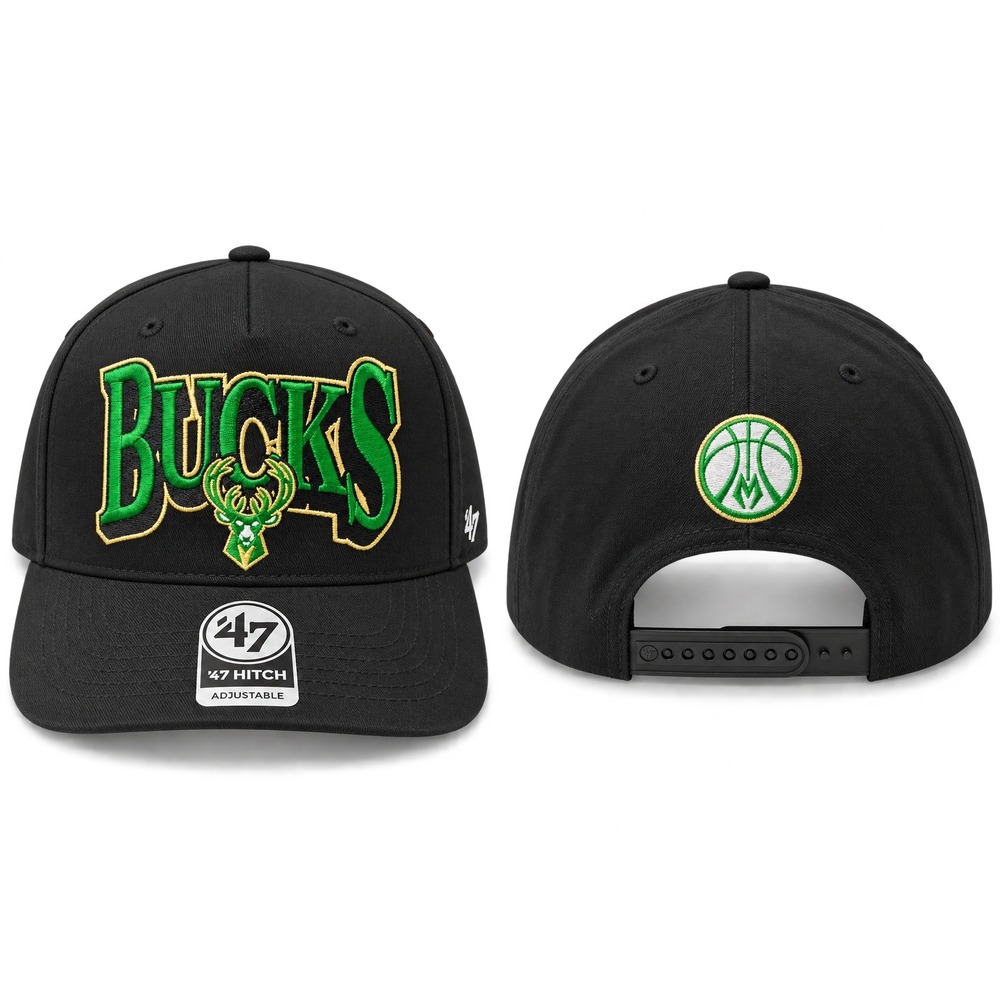 Milwaukee Bucks '47 Hitch Snapback Hat Black Green Gold NBA Adjustable NWT